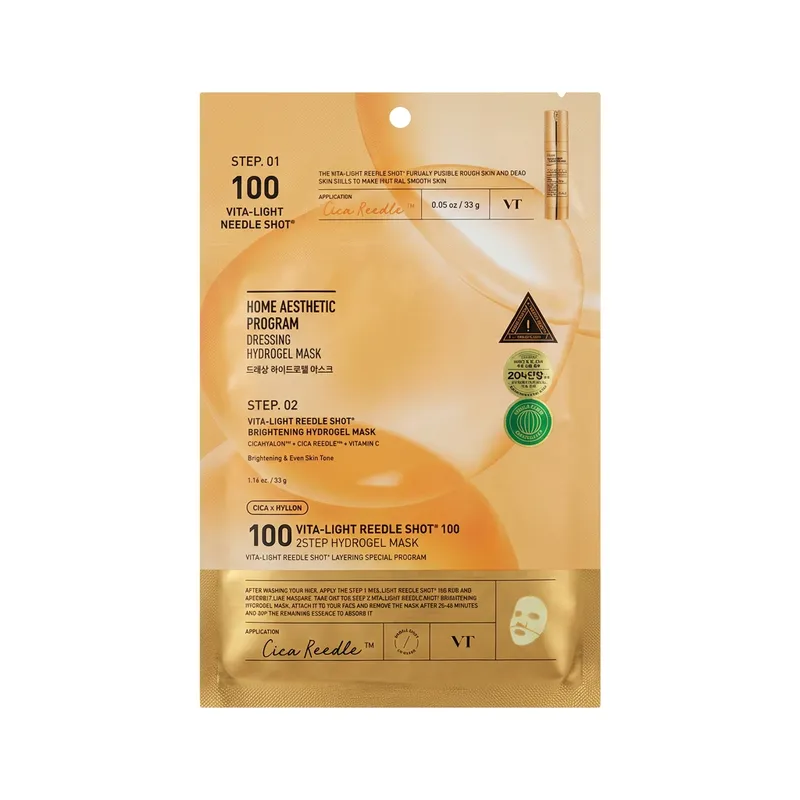 Гидрогелевая маска с микроиглами для сияния кожи VT Cosmetics Vita-Light Reedle Shot 100 2Step Hydrogel Mask 34,5 г